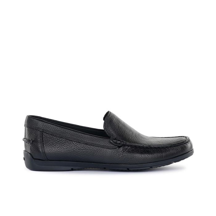 Mocassini comfort in pelle da uomo con suola in gomma