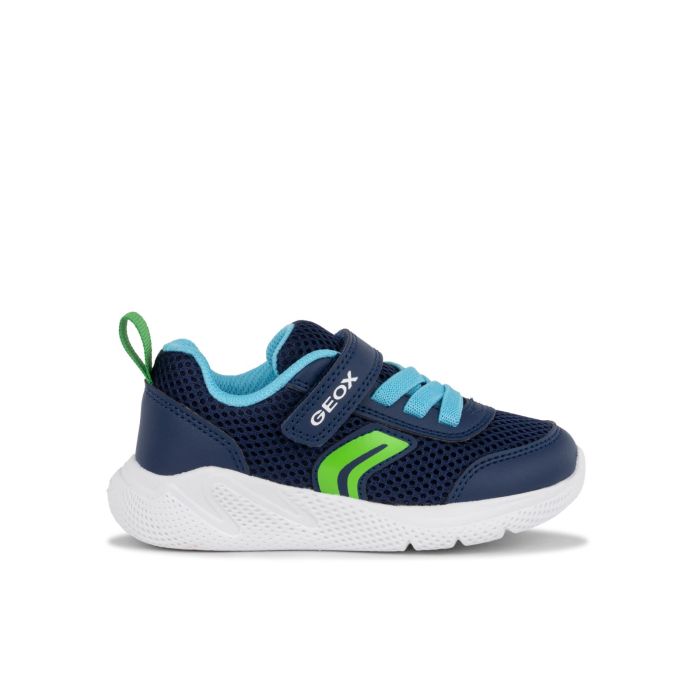 Sneakers blu da bambino con strappo e lacci elastici