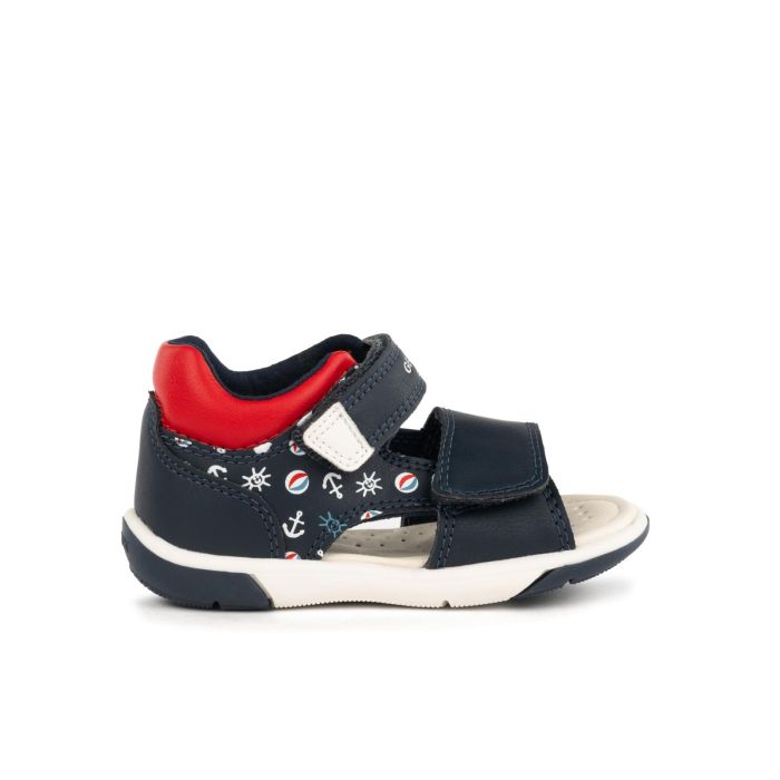Sandali blu da bambino con strappi e disegni
