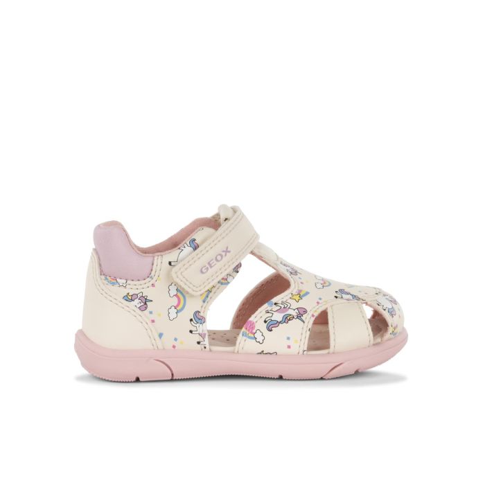 Sandali bianchi e rosa da bimba punta ragno