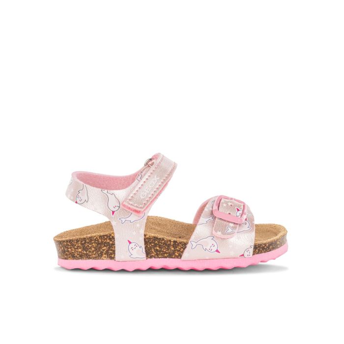 Sandali rosa da bimba con fondo effetto sughero