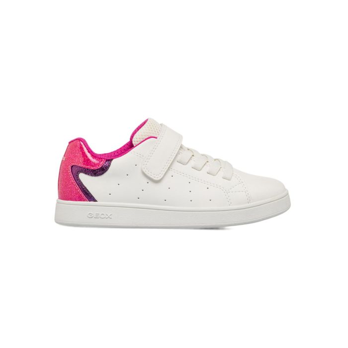 Sneakers bianche da bambina con velcro e lacci