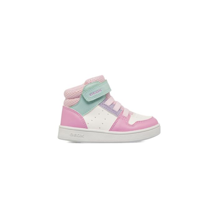 Sneakers alte rosa da bambina con velcro e lacci elastici