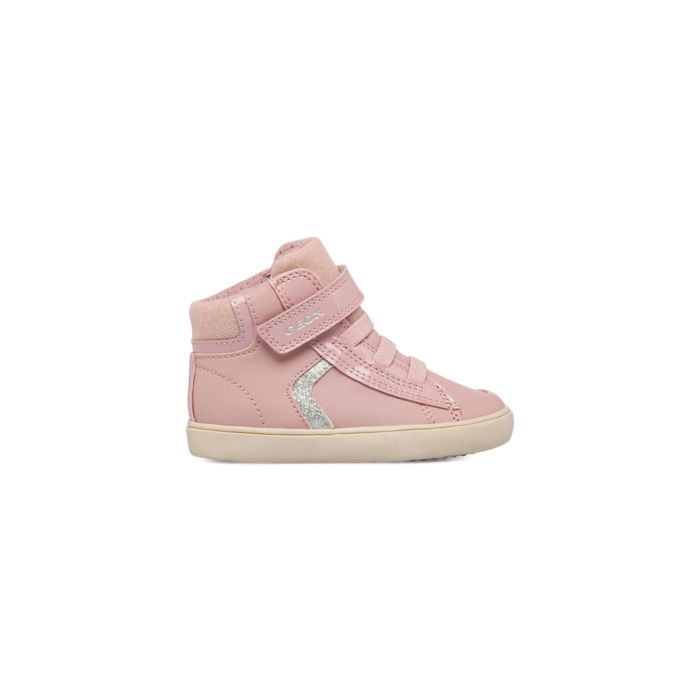 Sneakers alte rosa da bambina con velcro e lacci
