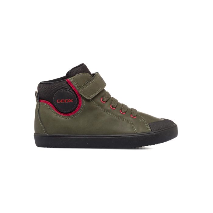 Sneakers alte verdi da bambino con velcro e lacci