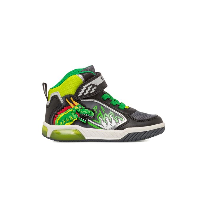 Sneakers alte verdi da bambino con cartoon e luci