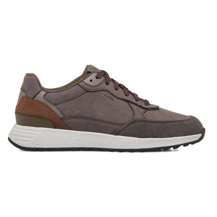 Sneakers marroni da uomo in pelle con scritta logo