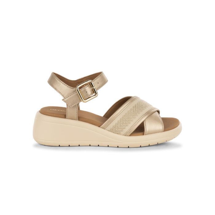 Sandali beige Geox da donna con zeppa