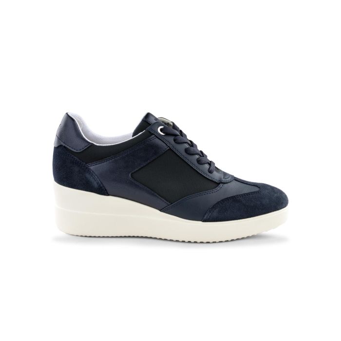 Sneakers blu Geox da donna con zeppa e lacci