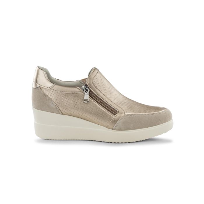 Sneakers slip-on oro Geox da donna con zeppa