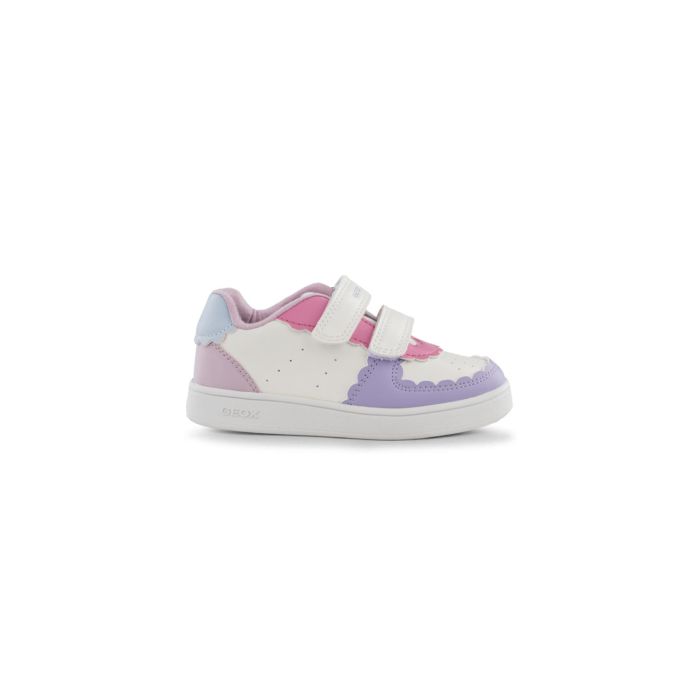 Sneakers da bambina bianche e lilla con velcro e suola traspirante Geox