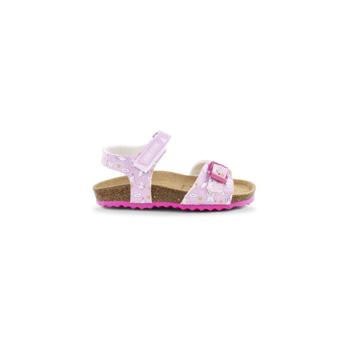 Sandali rosa da bambina con stampa unicorni e suola traspirante Geox