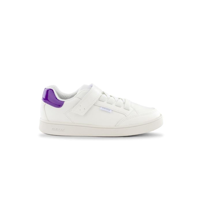 Sneakers bianche da bambina con velcro e dettaglio viola Geox con suola traspirante