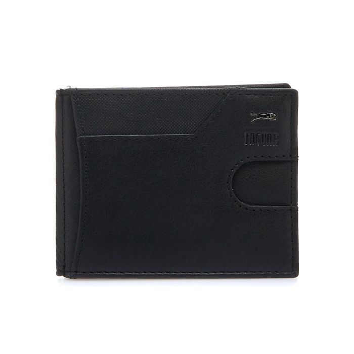 Portafoglio nero con logo e portacarte esterno
