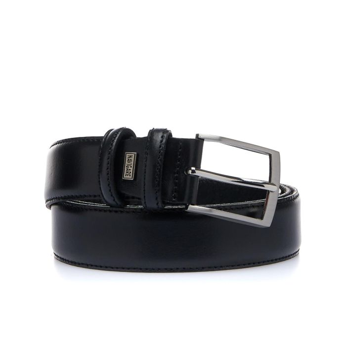 Cintura nera da uomo con logo