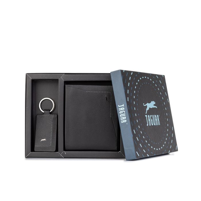 Cofanetto regalo uomo con portafoglio e portachiavi neri