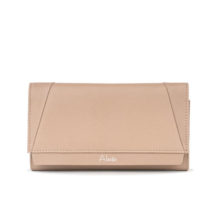 Portafoglio orizzontale rosa da donna con zip