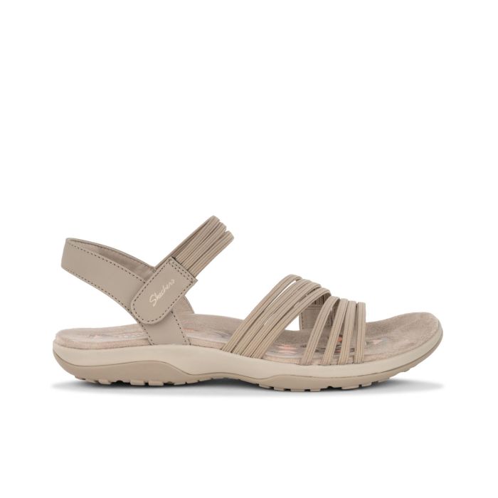 Sandali sportivi beige da donna con velcro e cinturini elasticizzati
