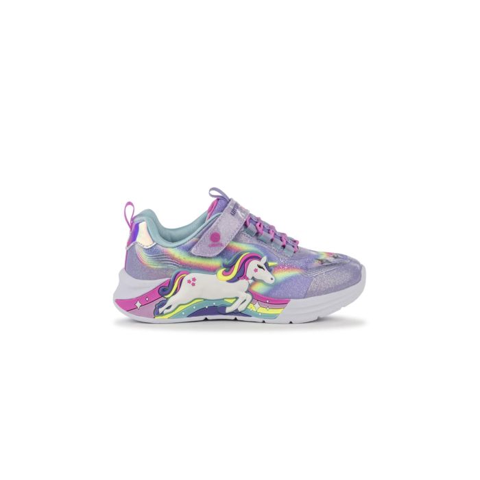Sneakers bambina viola da ginnastica S-Lights: Unicorn Chaser con luci e cartoon