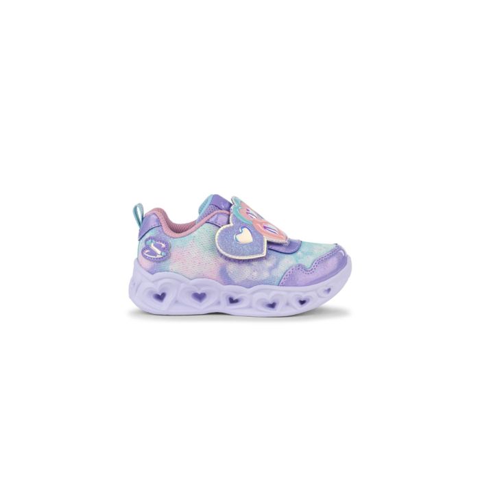 Sneakers bambina viola da ginnastica Heart Lights - Lovin Reflection con luci e velcro con cuori
