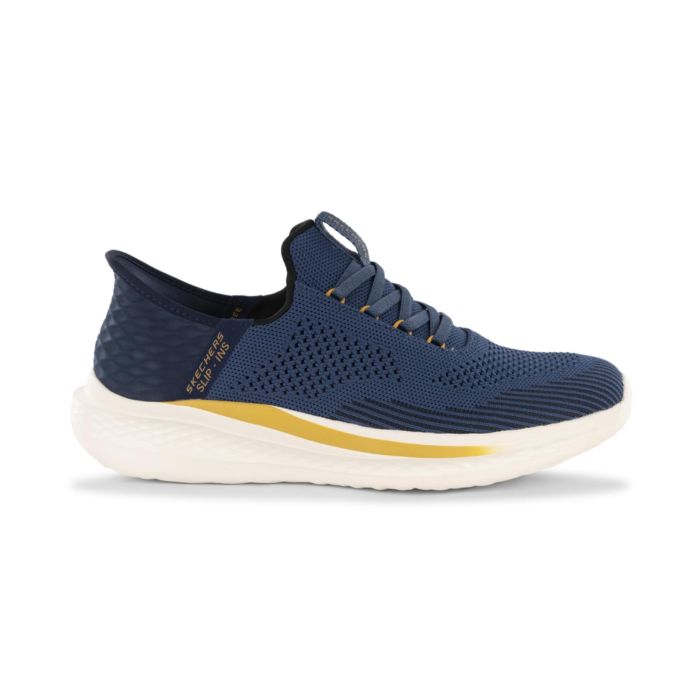 Sneakers palestra da uomo blu con dettagli gialli Skechers Slip-ins
