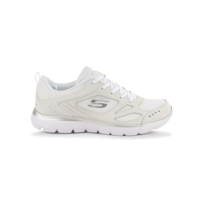 Sneakers donna bianche da palestra con dettagli argento Skechers