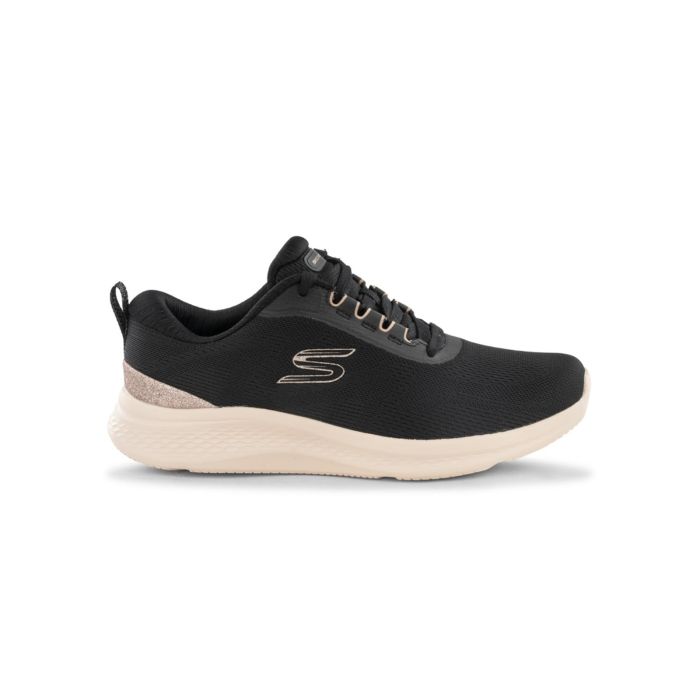 Sneakers donna nere da palestra in tessuto mesh con glitter rosa Skechers
