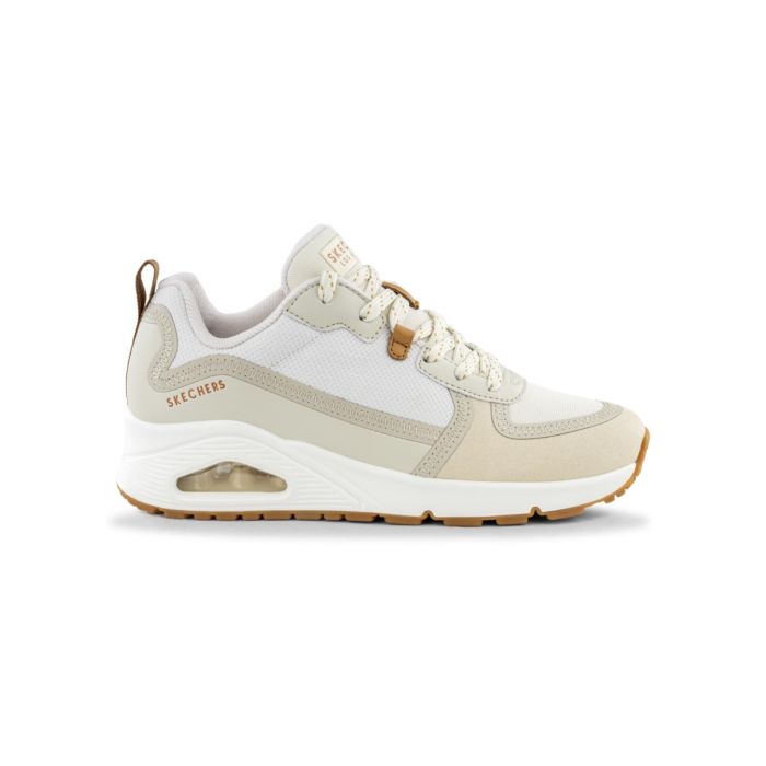 Sneakers bianche e beige da donna Skechers Uno con ammortizzazione Skech-Air