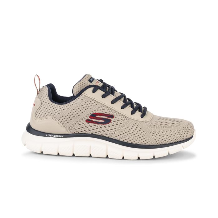 Sneakers uomo da palestra beige e blu in tessuto mesh Skechers Skech-Lite