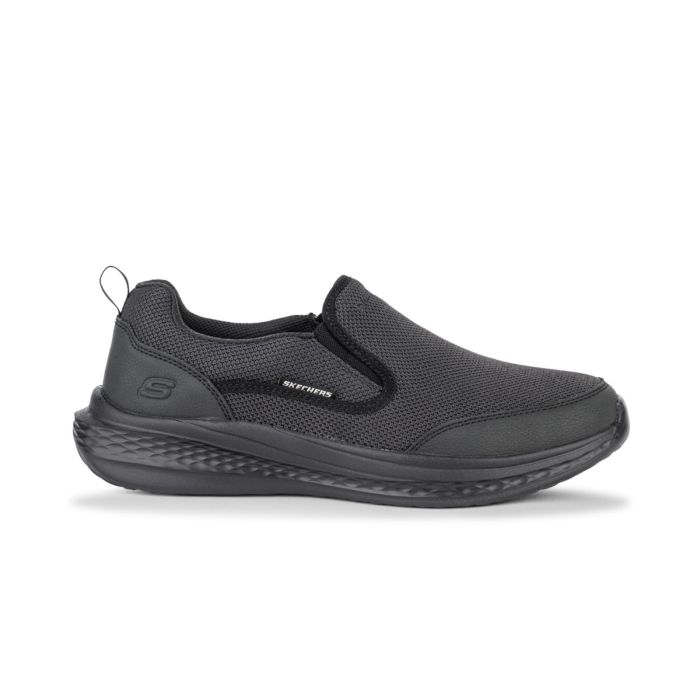 Sneakers slip-on nere da uomo in tessuto mesh traspirante Skechers