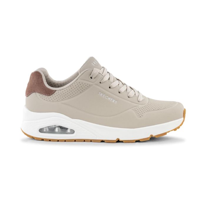 Sneakers uomo beige da palestra Skechers Uno con suola ad ammortizzazione ad aria