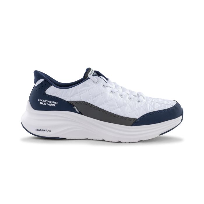 Sneakers uomo da palestra bianche e blu Skechers Slip-ins con Contour Foam