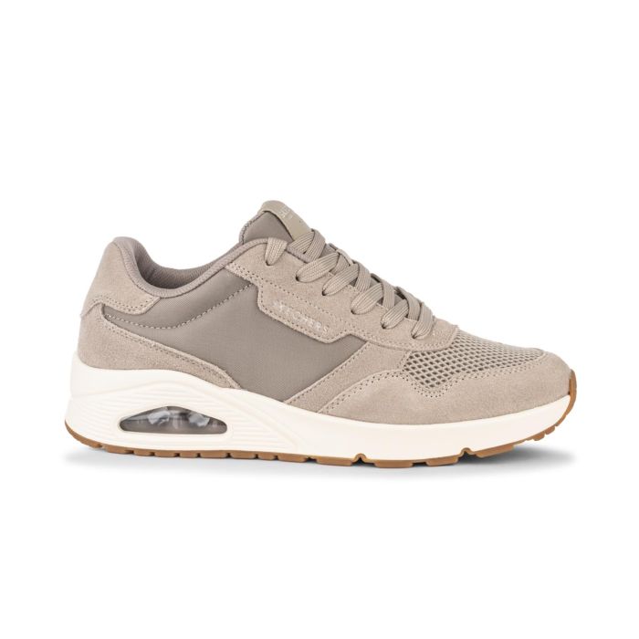 Sneakers beige da uomo effetto scamosciato con bolla d'aria Skechers Uno Stacre