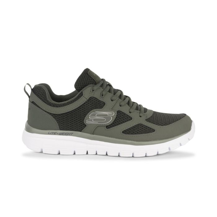 Sneakers uomo da palestra verdi in mesh traspirante Lite-Weight Skechers