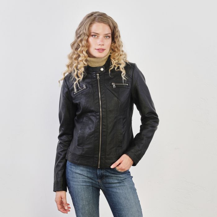 Giacca nera con zip e taschini