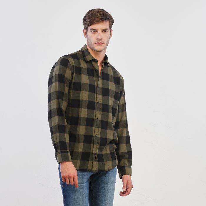 Camicia verde stampa check