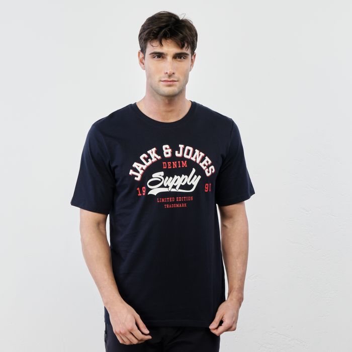 T-shirt blu maniche corte con stampa