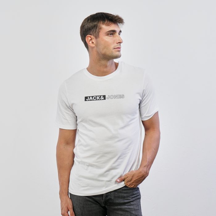 T shirt bianca in cotone maniche corte con logo