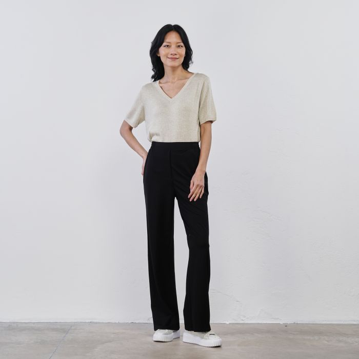 Pantaloni neri morbidi lunghi da donna