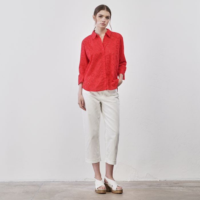 Pantaloni a pinocchietto bianchi da donna con tasche