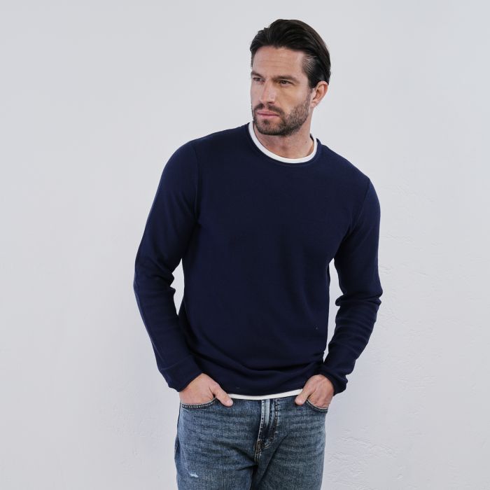 Maglioncino blu da uomo in cotone