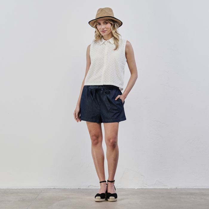 Shorts blu da donna con fusciacca