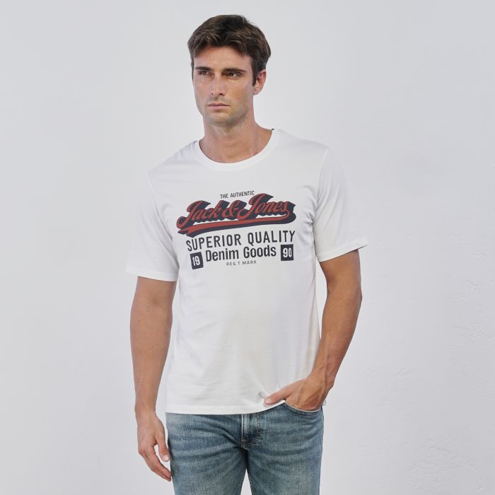 T-shirt bianca da uomo maniche corte con maxi stampa