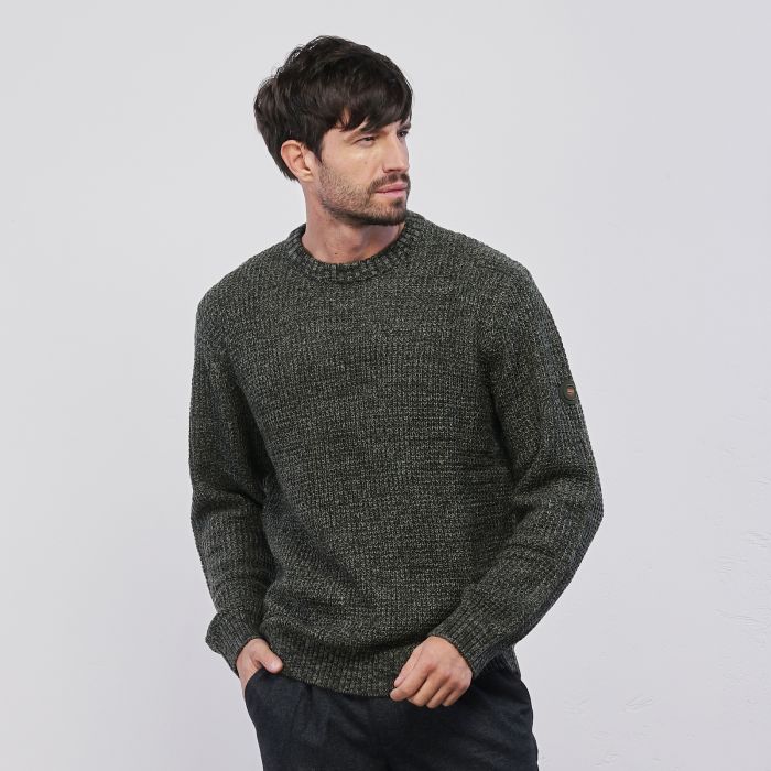 Maglioncino grigio da uomo in tessuto melange