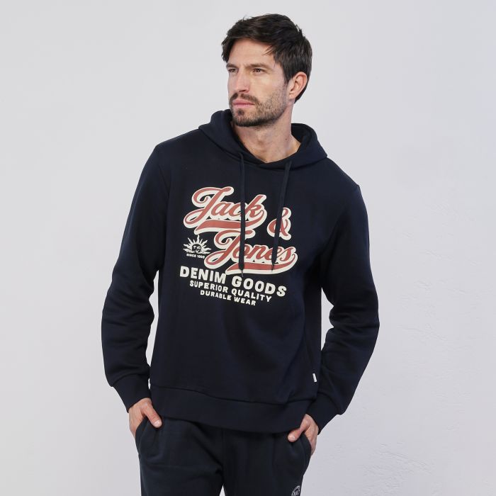 Felpa blu da uomo con  cappuccio e maxi logo