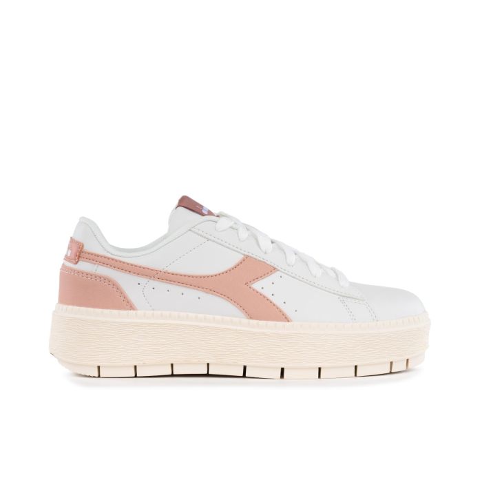 Sneakers donna bianche e rosa con suola platform