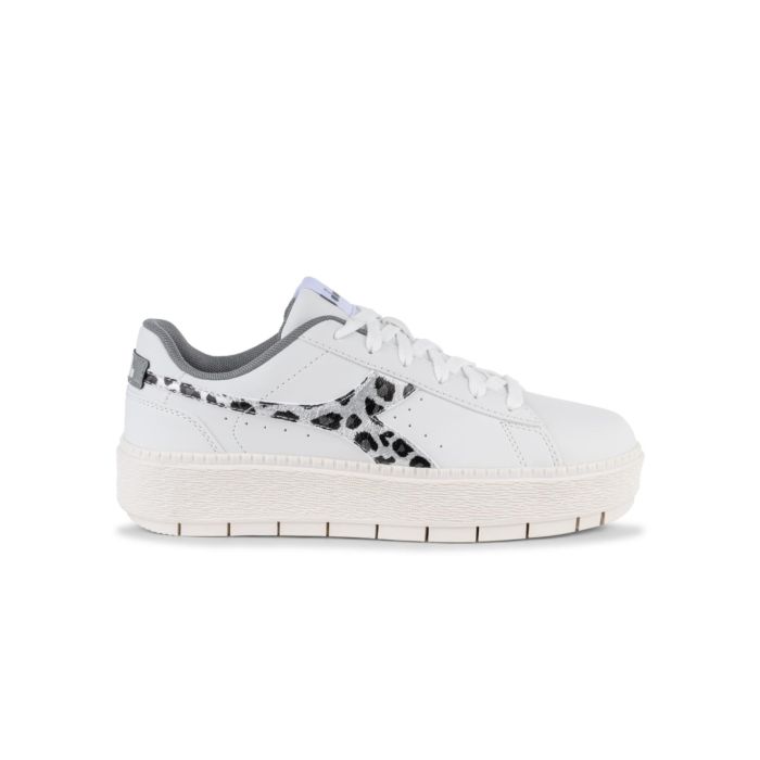 Sneakers platform bianche da donna con dettaglio animalier