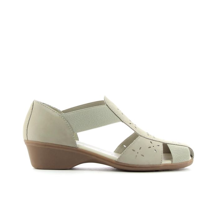 Sandali comfort beige in pelle