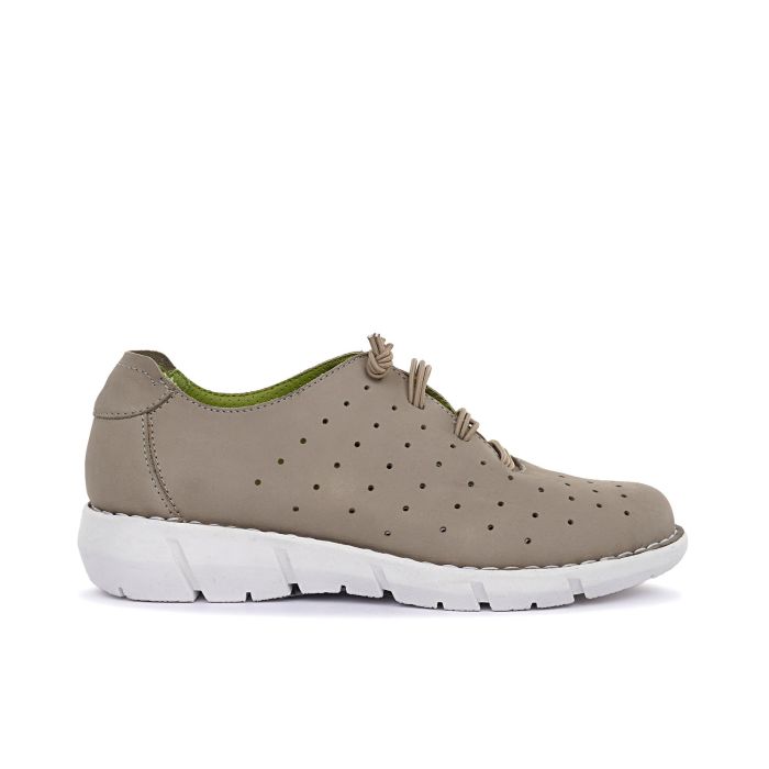 Sneakers comfort beige traforate in pelle
