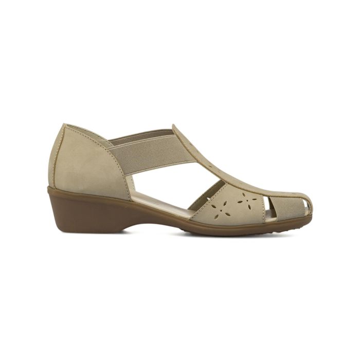 Sandali beige Casual comfort da donna in pelle con elastici